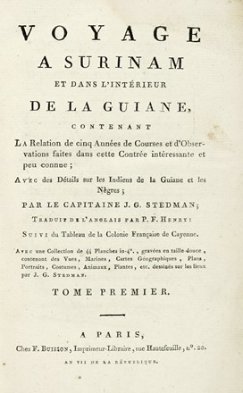 Lotto di 3 opere di viaggio. Geografia e viaggi, Figurato, Collezionismo e Bibliografia  John Stedman, Charles Marie La Condamine de  - Auction Books from XV to XIX Century [II Part] - Libreria Antiquaria Gonnelli - Casa d'Aste - Gonnelli Casa d'Aste