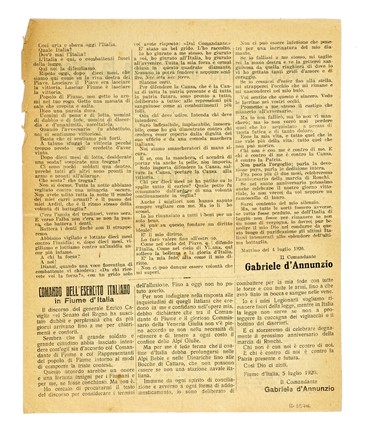  D'Annunzio Gabriele : Lasciar Fiume  lasciare la vittoria. Saluto agli ospiti fiorentini.  - Auction Autographs and manuscripts, Futurism, Modern editions and Art books [I PART] - Libreria Antiquaria Gonnelli - Casa d'Aste - Gonnelli Casa d'Aste