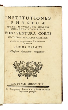 Lotto composto di 9 opere di fisica. Fisica, Scienze tecniche e matematiche  Leonardo Doveri, Bonaventura Corti  - Auction Books from XV to XIX Century [II Part] - Libreria Antiquaria Gonnelli - Casa d'Aste - Gonnelli Casa d'Aste