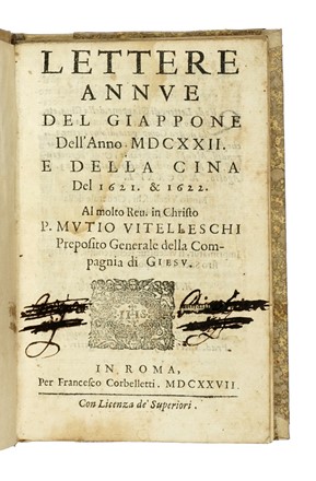  Vitelleschi Muzio : Lettere annue del Giappone dell'anno 1622 e della Cina del 1621 & 1622. Gesuitica, Storia, Religione, Storia, Diritto e Politica  - Auction Books from XV to XIX Century [II Part] - Libreria Antiquaria Gonnelli - Casa d'Aste - Gonnelli Casa d'Aste