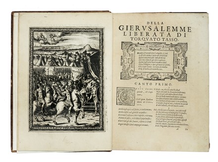  Tasso Torquato : La Gierusalemme liberata [...] con le figure di Bernardo Castello; e le Annotationi di Scipio Gentili, e di Giulio Guastavini.  Bernardo Castello, Scipione Gentili, Giulio Guastavini, Agostino Carracci  (Bologna, 1557 - Parma, 1602)  - Asta Libri a stampa dal XV al XIX secolo [Parte II] - Libreria Antiquaria Gonnelli - Casa d'Aste - Gonnelli Casa d'Aste