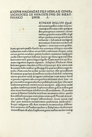  Iosephus Flavius : De antiquitate Judaica. De bello Judaico.  Tyrannius Rufinus  - Asta Libri a stampa dal XV al XIX secolo [Parte II] - Libreria Antiquaria Gonnelli - Casa d'Aste - Gonnelli Casa d'Aste