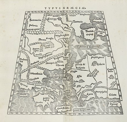  Solinus Caius Iulius : Polyhistor, rerum toto orbe memorabilium thesaurus locupletissimus [...] de situ orbis libros tres.  Pomponius Mela, Sebastian Munster  (Ingelheim am Rhein, 1488 - Basilea, 1552)  - Asta Libri a stampa dal XV al XIX secolo [Parte II] - Libreria Antiquaria Gonnelli - Casa d'Aste - Gonnelli Casa d'Aste