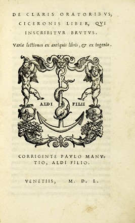  Cicero Marcus Tullius : De oratore [...] libri III.  - Asta Libri a stampa dal XV al XIX secolo [Parte II] - Libreria Antiquaria Gonnelli - Casa d'Aste - Gonnelli Casa d'Aste