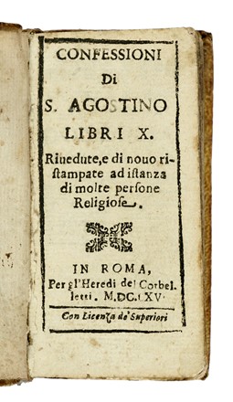 Lotto composto di 8 opere di religione. Religione, Diritto, Storia, Diritto e Politica  Bartolomeo Platina  (1421 - 1481), Melchiorre Cesarotti, Aurelius (santo) Augustinus  - Auction Books from XV to XIX Century [II Part] - Libreria Antiquaria Gonnelli - Casa d'Aste - Gonnelli Casa d'Aste