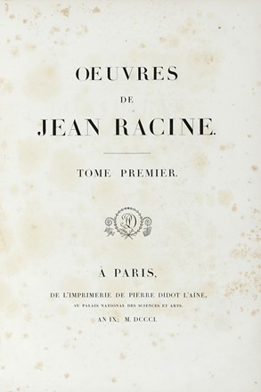  Racine Jean : Oeuvres.  Napoléon - Imperatore dei francesi  - Asta Libri a stampa dal XV al XIX secolo [Parte II] - Libreria Antiquaria Gonnelli - Casa d'Aste - Gonnelli Casa d'Aste