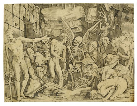  Marcantonio Raimondi  (Molinella,, 1480 - Bologna,, 1534) [scuola di] : Abigail offre doni a David.  - Auction Ancient Art [I Part] - Libreria Antiquaria Gonnelli - Casa d'Aste - Gonnelli Casa d'Aste