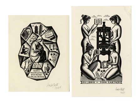  Italo Zetti  (Firenze, 1913 - Casore del Monte, 1978) : Lotto composto di 8 ex libris.  - Auction Modern and Contemporary Art [II Part ] - Libreria Antiquaria Gonnelli - Casa d'Aste - Gonnelli Casa d'Aste