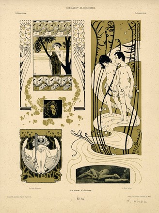  Koloman Moser  (Vienna, 1868 - 1918) : Ex libris. Fruhling.  - Auction Modern and Contemporary Art [II Part ] - Libreria Antiquaria Gonnelli - Casa d'Aste - Gonnelli Casa d'Aste