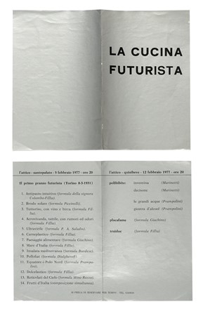  Marinetti Filippo Tommaso : La cucina futurista.  Fillia [pseud. di Colombo Luigi  [..]