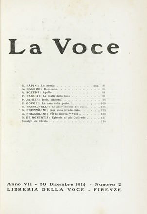 La Voce.  - Asta Libri, autografi e manoscritti - Libreria Antiquaria Gonnelli - Casa d'Aste - Gonnelli Casa d'Aste
