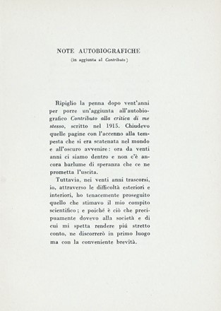  Croce Benedetto : Note autobiografiche. Letteratura italiana, Letteratura  - Auction  [..]