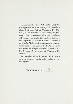  Croce Benedetto : Note autobiografiche. Letteratura italiana, Letteratura  - Auction  [..]