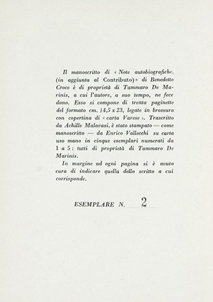  Croce Benedetto : Note autobiografiche.  - Asta Libri, autografi e manoscritti - Libreria Antiquaria Gonnelli - Casa d'Aste - Gonnelli Casa d'Aste