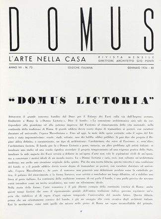  Ponti Gio : Domus. L'arte nella casa. Rivista mensile. Periodici e Riviste, Grafica  [..]
