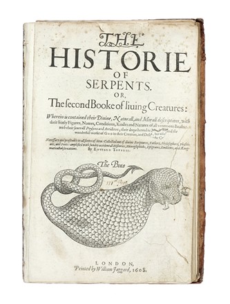  Topsell Edward : The Historie of Serpents or the second booke of living creatures. Zoologia, Scienze naturali, Figurato, Scienze naturali, Collezionismo e Bibliografia  Johann Matthias Gesner  - Auction Books, autographs and manuscripts - Libreria Antiquaria Gonnelli - Casa d'Aste - Gonnelli Casa d'Aste