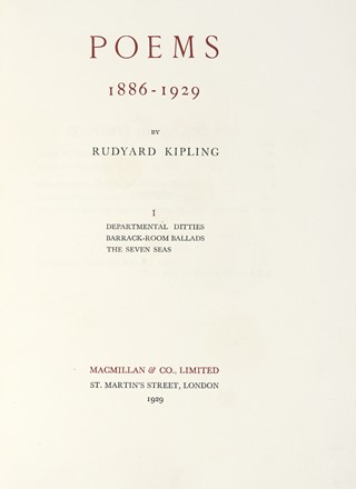  Kipling Rudyard : Poems. Volume one (-three). Letteratura inglese  - Auction Books,  [..]