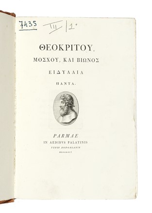  Theocritus : Theokritou, Moschou, kai Bionos Eidyllia panta.  - Asta Libri, autografi  [..]