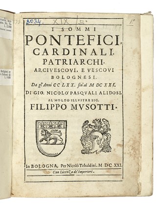  Alidosi Pasquali Giovanni Nicolo : I sommi pontefici, cardinali, patriarchi, arcivescovi,  [..]