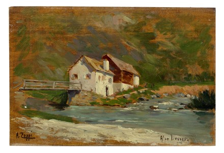  Antonio Zoppi  (Novara, 1860 - 1926) : Lotto composto di 2 dipinti.  - Auction Ancient, Modern and Contemporary Art [II Part ] - Libreria Antiquaria Gonnelli - Casa d'Aste - Gonnelli Casa d'Aste