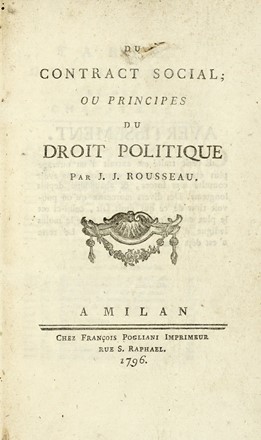  Rousseau Jean Jacques : Du contract social, ou Principes du droit politique.  -  [..]