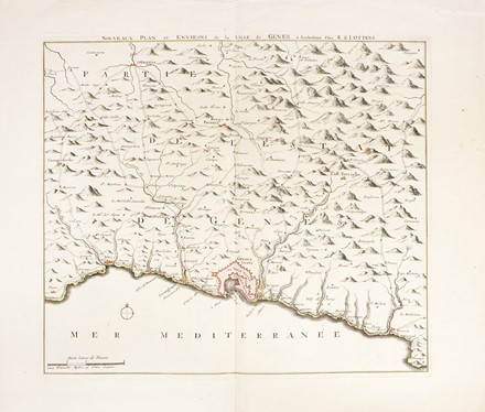  Joachim, Reinier e Joshua Ottens  (editori attivi in Olanda 1726-1765, ) : Nouveaux Plan et Environs de la Ville de Genes.  - Asta Arte Antica, Moderna e Contemporanea [Parte I] - Libreria Antiquaria Gonnelli - Casa d'Aste - Gonnelli Casa d'Aste