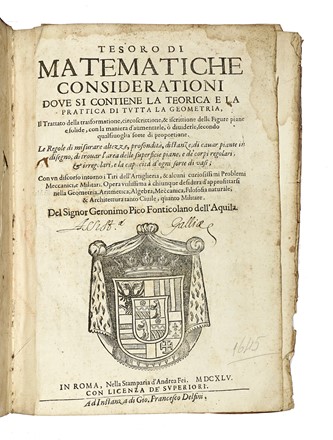  Pico Geronimo : Tesoro di matematiche considerationi...  - Asta Libri, autografi e manoscritti - Libreria Antiquaria Gonnelli - Casa d'Aste - Gonnelli Casa d'Aste