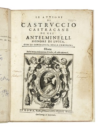  Manuzio Aldo (il giovane) : Le attioni di Castruccio Castracane de gli Antelminelli, signore di Lucca. Con la genealogia della famiglia: estratte dalla Nuova discrittione d'Italia.  - Asta Libri, autografi e manoscritti - Libreria Antiquaria Gonnelli - Casa d'Aste - Gonnelli Casa d'Aste