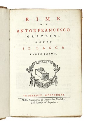  Grazzini (detto il Lasca) Anton Francesco : Rime. Parte prima (-seconda).  Giovanni Battista Comazzi  - Asta Libri, autografi e manoscritti - Libreria Antiquaria Gonnelli - Casa d'Aste - Gonnelli Casa d'Aste