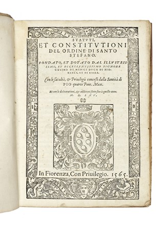  Cavalieri di Santo Stefano : Statuti, et constitutioni del Ordine di santo Stefano. Storia locale, Storia, Diritto e Politica  - Auction Books, autographs and manuscripts - Libreria Antiquaria Gonnelli - Casa d'Aste - Gonnelli Casa d'Aste