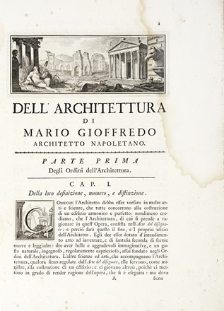 Gioffredo Mario : Dell'architettura. Architettura, Figurato, Collezionismo e Bibliografia  [..]