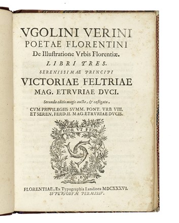  D'ugolino Verino : De illustratione urbis Florentiae. Libri tres. Storia locale,  [..]