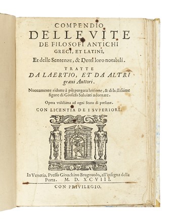  Diogenes Laertius : Compendio delle vite de filosofi antichi greci, et latini,  [..]