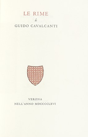  Cavalcanti Guido : Le Rime. Libro d'Artista, Letteratura italiana, Bodoni, Mardersteig,  [..]