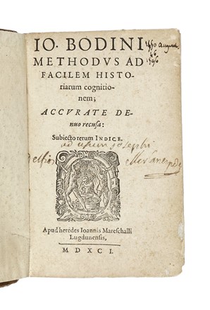  Bodin Jean : Methodus ad facilem historiarum cognitionem. Storia, Storia, Diritto  [..]