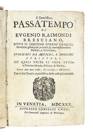  Raimondi Eugenio : Il novissimo passatempo politico, istorico, & economico.  - Asta Libri, autografi e manoscritti - Libreria Antiquaria Gonnelli - Casa d'Aste - Gonnelli Casa d'Aste