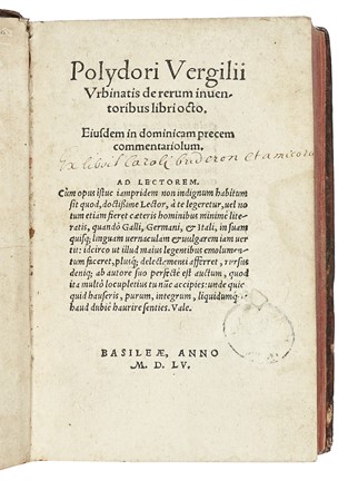  Virgilio Polidoro : De l'origine e de gl'inventori de le leggi, costumi...  Pietro  [..]