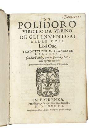  Virgilio Polidoro : De gli inventori delle cose libri otto [...] tradotti per M.  [..]