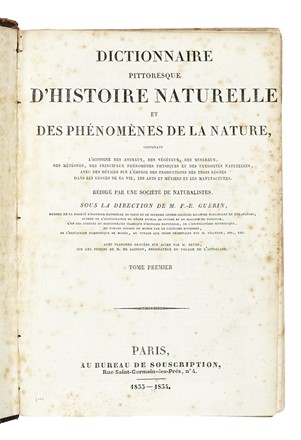  Guerin-Méneville Félix-Edouard : Dictionnaire pittoresque d'histoire naturelle et des phénomènes de la nature, contenant l'histoire des animaux, des végétaux [...]. Tome premier (-neuvième).  Charles Beyer  - Asta Libri, autografi e manoscritti - Libreria Antiquaria Gonnelli - Casa d'Aste - Gonnelli Casa d'Aste