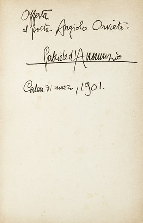  D'Annunzio Gabriele : Dedica e firma su libro La Canzone di Garibaldi.  - Asta Libri, autografi e manoscritti - Libreria Antiquaria Gonnelli - Casa d'Aste - Gonnelli Casa d'Aste