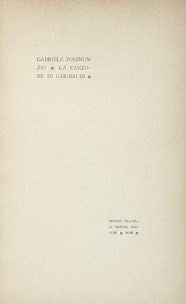  D'Annunzio Gabriele : Dedica e firma su libro La Canzone di Garibaldi.  - Asta Libri, autografi e manoscritti - Libreria Antiquaria Gonnelli - Casa d'Aste - Gonnelli Casa d'Aste