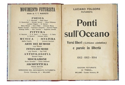  Folgore Luciano [pseud. di Vecchi Omero] : Ponti sull'oceano. Versi liberi (lirismo  [..]