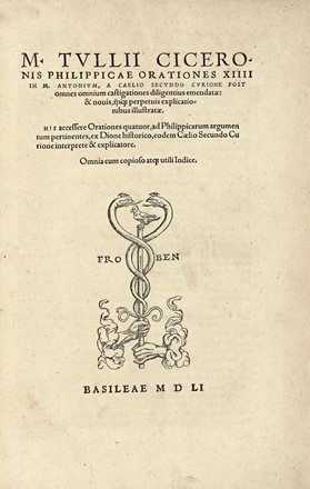  Cicero Marcus Tullius : Philippicae orationes XIIII. Classici, Letteratura  - Auction  [..]