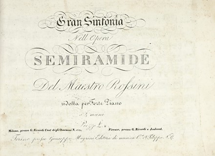 Raccolta di spartiti per pianoforte solo e pianoforte a 4 mani stampati da Giovanni Ricordi.  - Asta Libri, autografi e manoscritti - Libreria Antiquaria Gonnelli - Casa d'Aste - Gonnelli Casa d'Aste