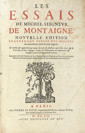  Montaigne Michel Eyquem (de) : Les Essais [...]. Nouvelle edition exactement purgée  [..]