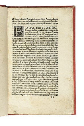  Augustinus Aurelius (santo) [attribuito a] : [Sermoni dello Egregio doctore Divo Aurelio Augustino].  - Asta Libri, autografi e manoscritti - Libreria Antiquaria Gonnelli - Casa d'Aste - Gonnelli Casa d'Aste