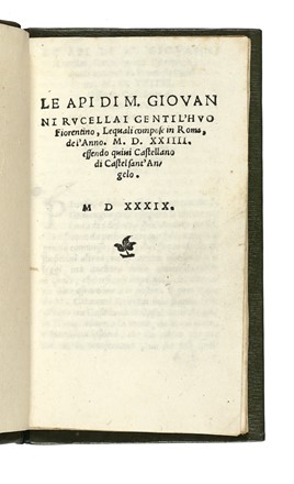  Rucellai Giovanni : Le api.  - Asta Libri, autografi e manoscritti - Libreria Antiquaria  [..]