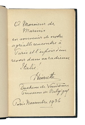  Henriette de Belgique : La jeunesse de Marie-Amélie reine des français...  Tammaro De Marinis  - Asta Libri, autografi e manoscritti - Libreria Antiquaria Gonnelli - Casa d'Aste - Gonnelli Casa d'Aste