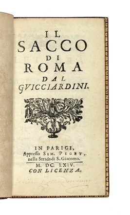  Guicciardini Lodovico : Il sacco di Roma. Storia, Legatura, Storia, Diritto e Politica,  [..]