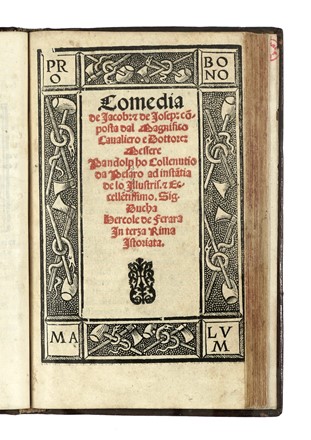  Poliziano Angelo : Stanze [...] cominciate per la giostra del magnifico Giuliano di Piero De Medici...  Pandolfo Collenuccio  (1444 - 1504)  - Asta Libri, autografi e manoscritti - Libreria Antiquaria Gonnelli - Casa d'Aste - Gonnelli Casa d'Aste